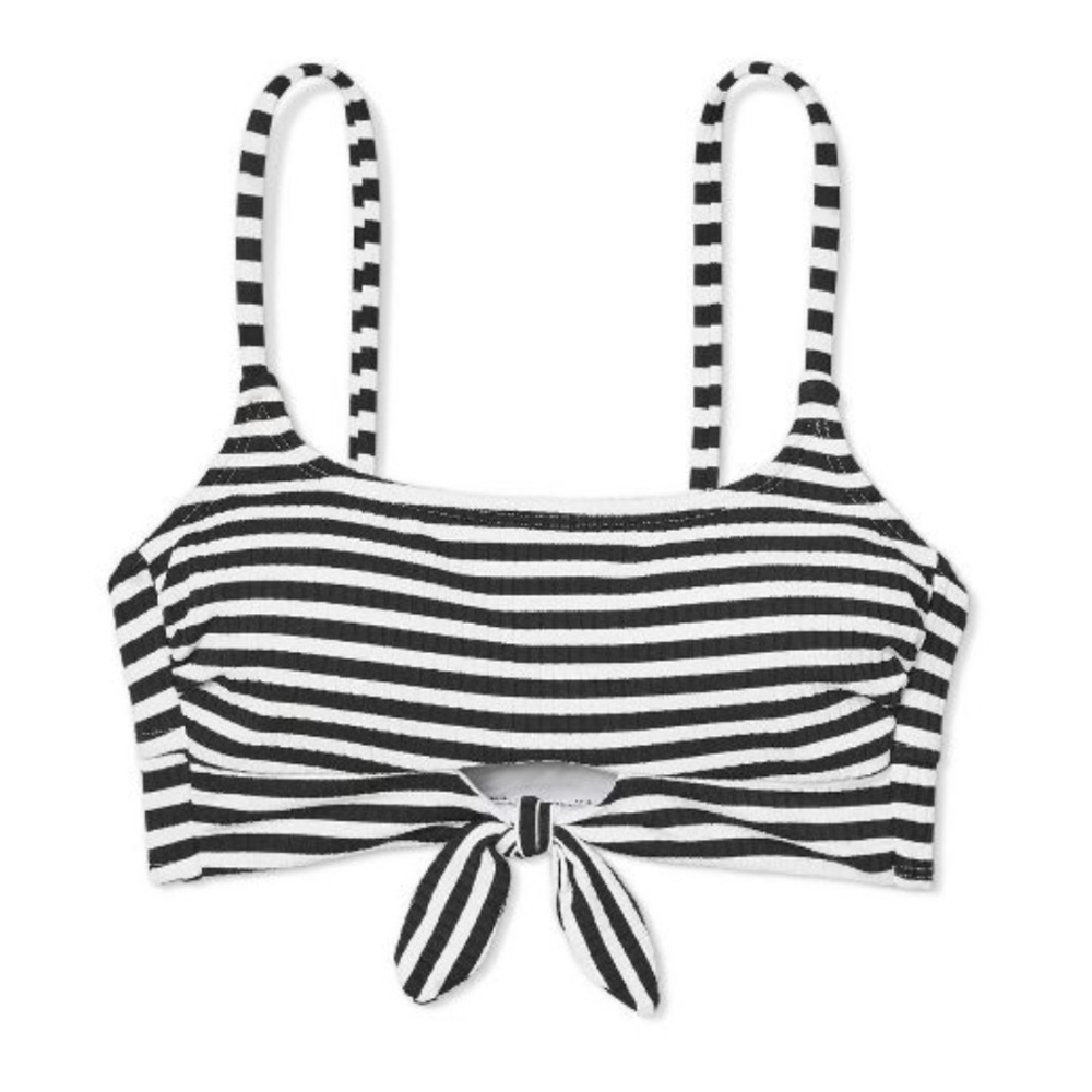 'Xhilaration Ribbed Tie-Front Bralette Bikini Top - Picture 2 of 9